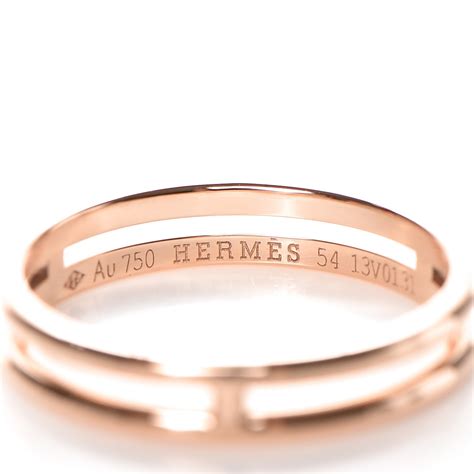 HERMES 18K Rose Gold Ariane Wedding Band Ring 